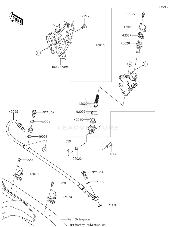 Rear Master Cylinder KX450MRFAN KX450 50th Anniversary Edition (2024) Schematic