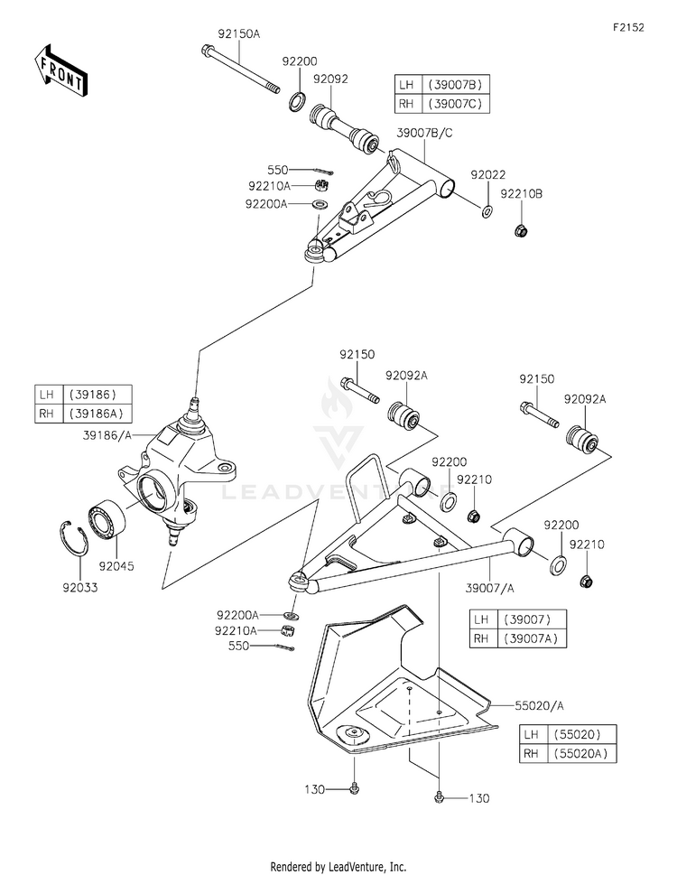 Front Suspension KVF750HLF Brute Force 750 4x4i EPS Camo (2020) Schematic
