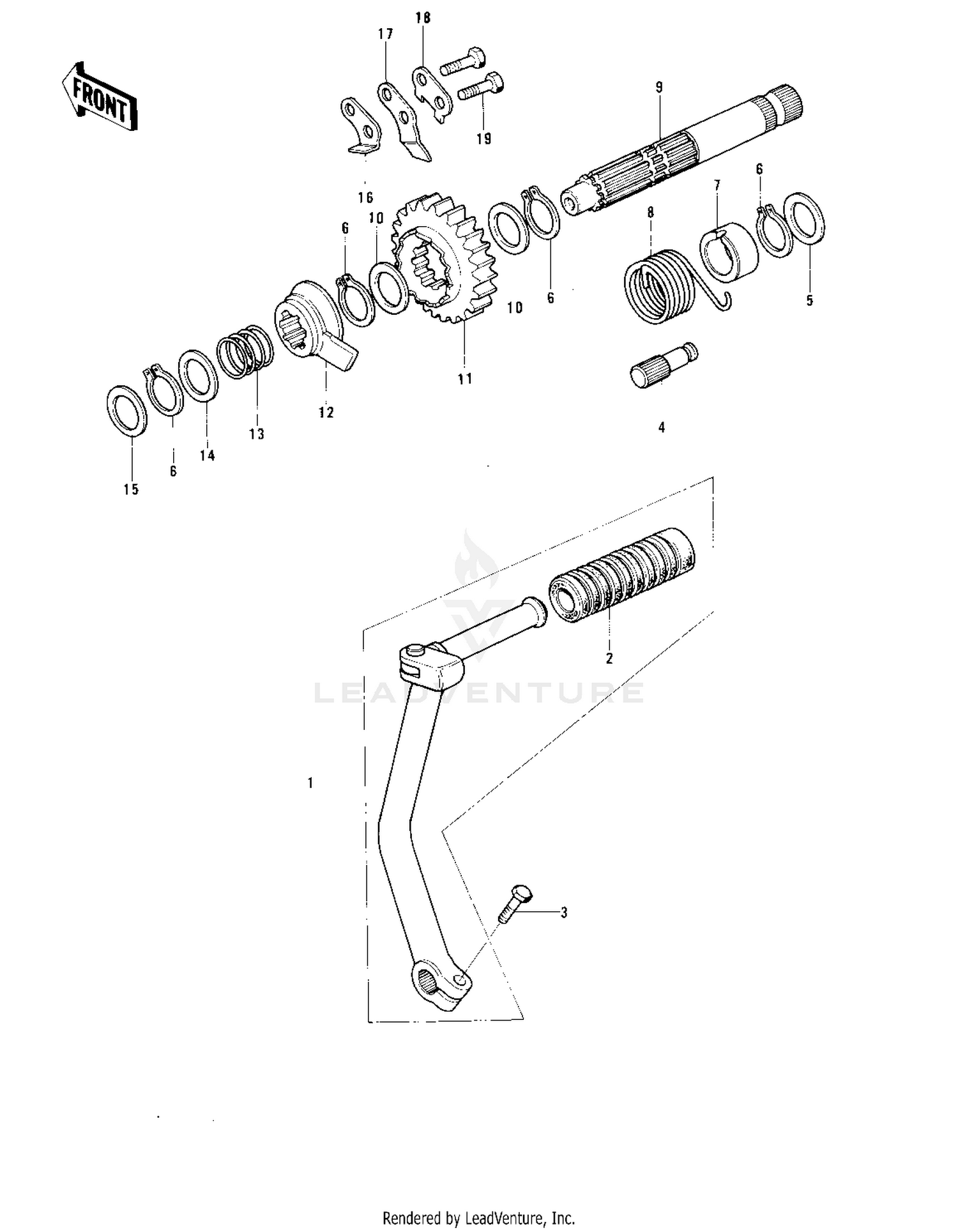KICKSTARTER MECHANISM ('74-'75)
