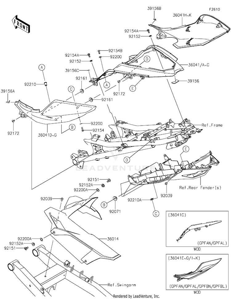 Side Covers/Chain Cover EX400GPFBL Ninja 400 ABS (2023) Schematic