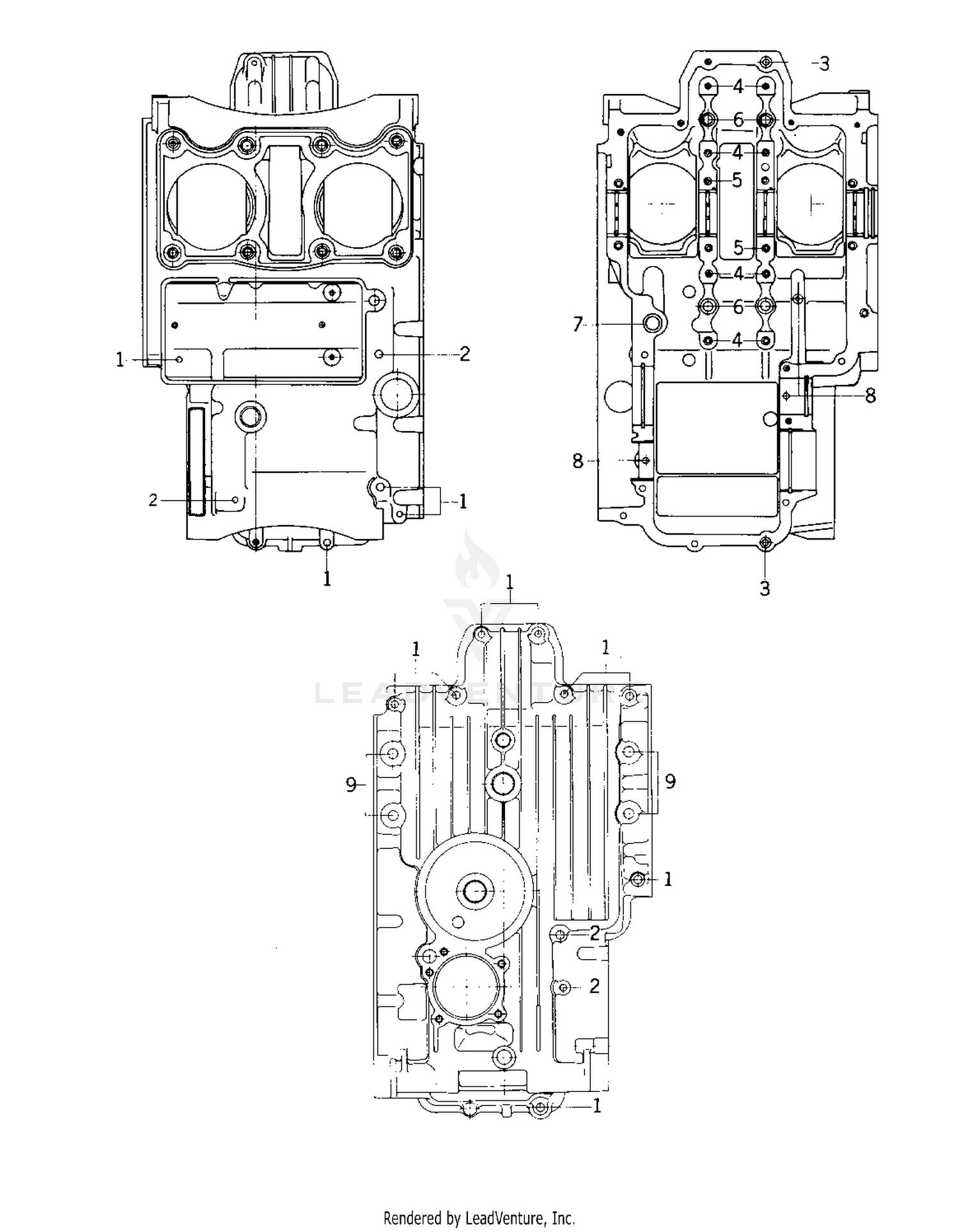 CRANKCASE BOLT & STUD PATTERN ('75 S)