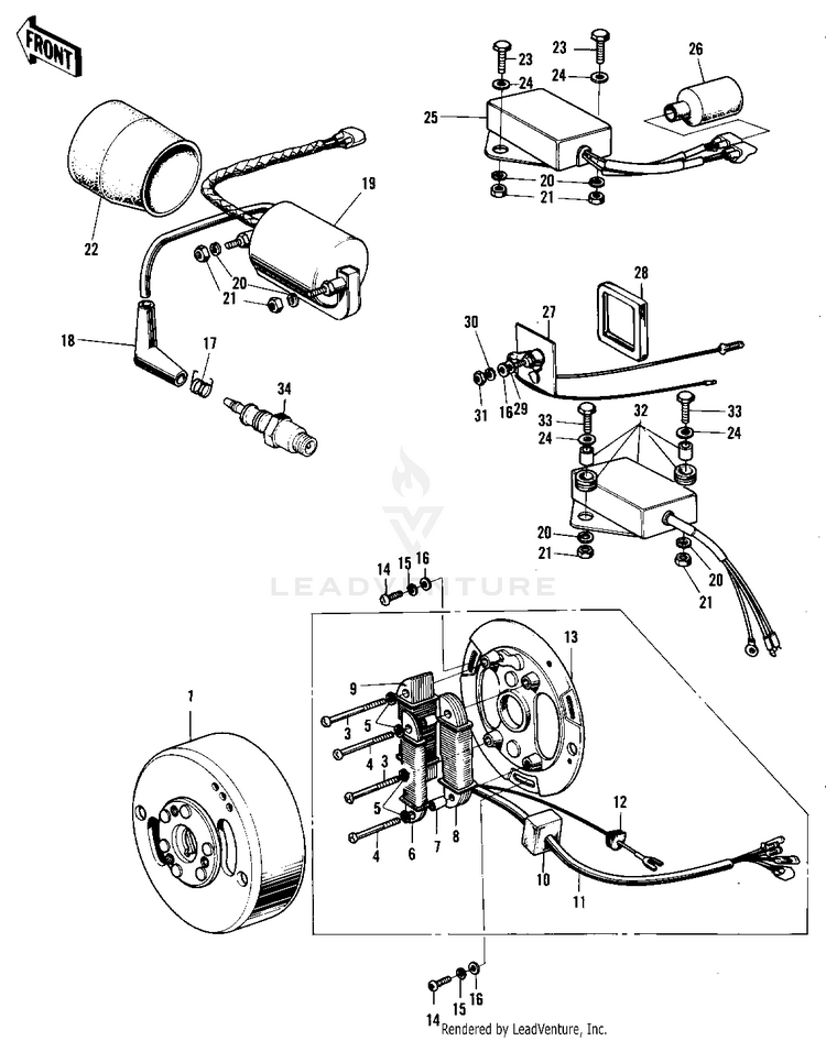 Ignition/Generator/Regulator ('74-'75 F9 Schematic