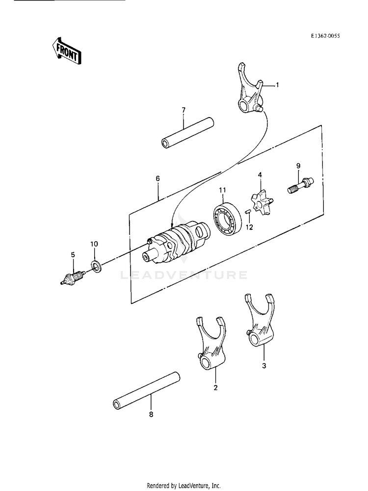 Gear Change Drum & Forks Schematic