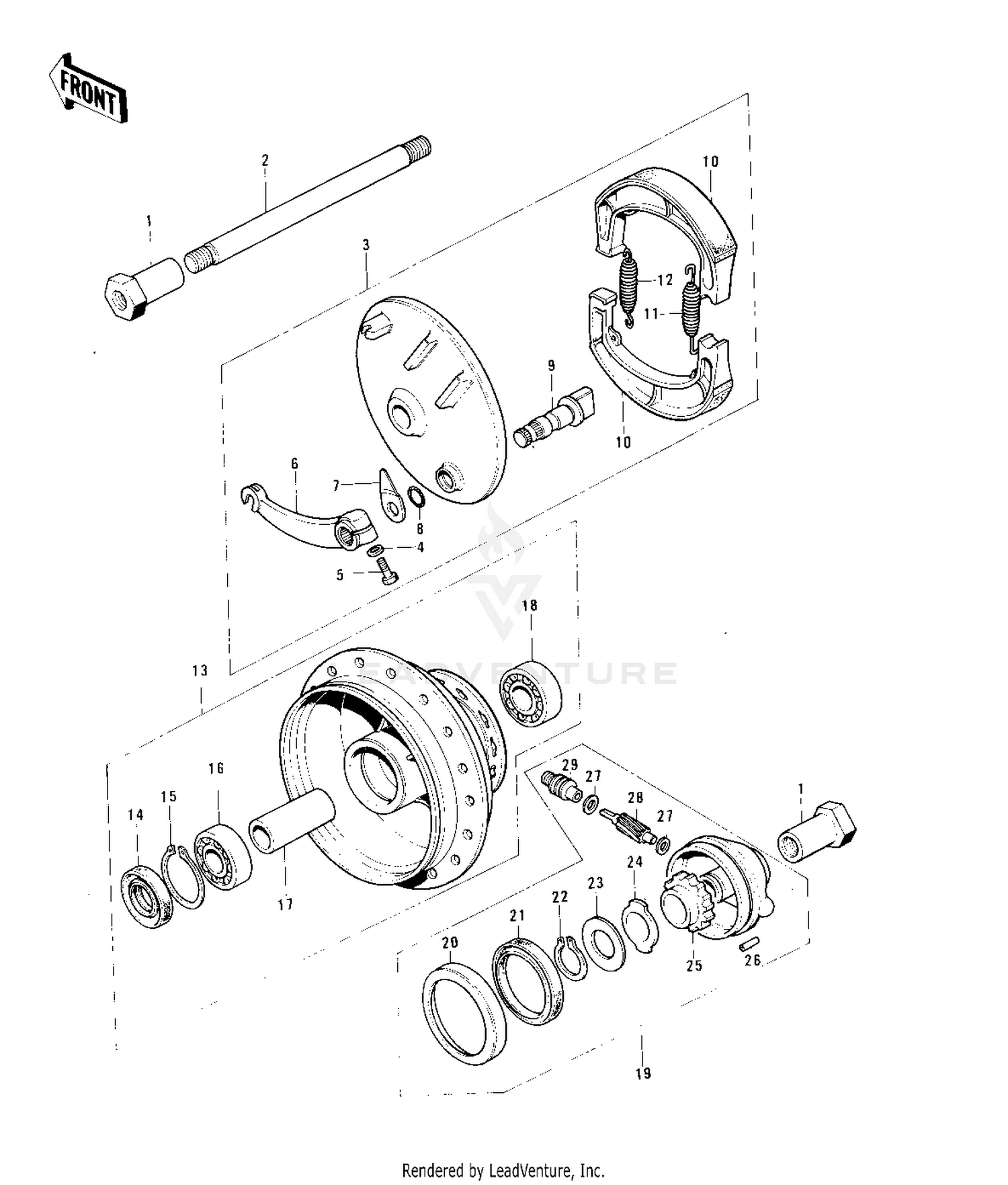 FRONT HUB/BRAKE ('76-'79)