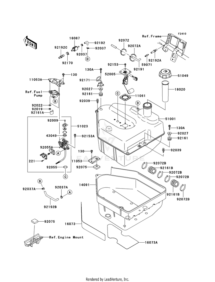 Fuel Tank KVF750-A1 Brute Force 750 4x4i (2005) Schematic