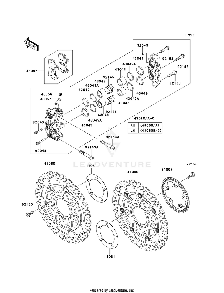 Front Brake ZX1400EDF Ninja ZX-14R (2013) Schematic