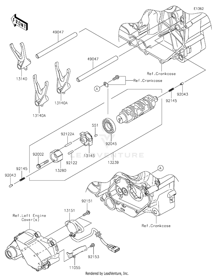 Gear Change Drum/Shift Fork(S) Schematic
