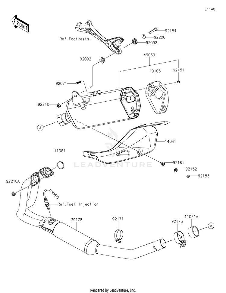 Muffler(S) EX400GPFBL Ninja 400 ABS (2023) Schematic