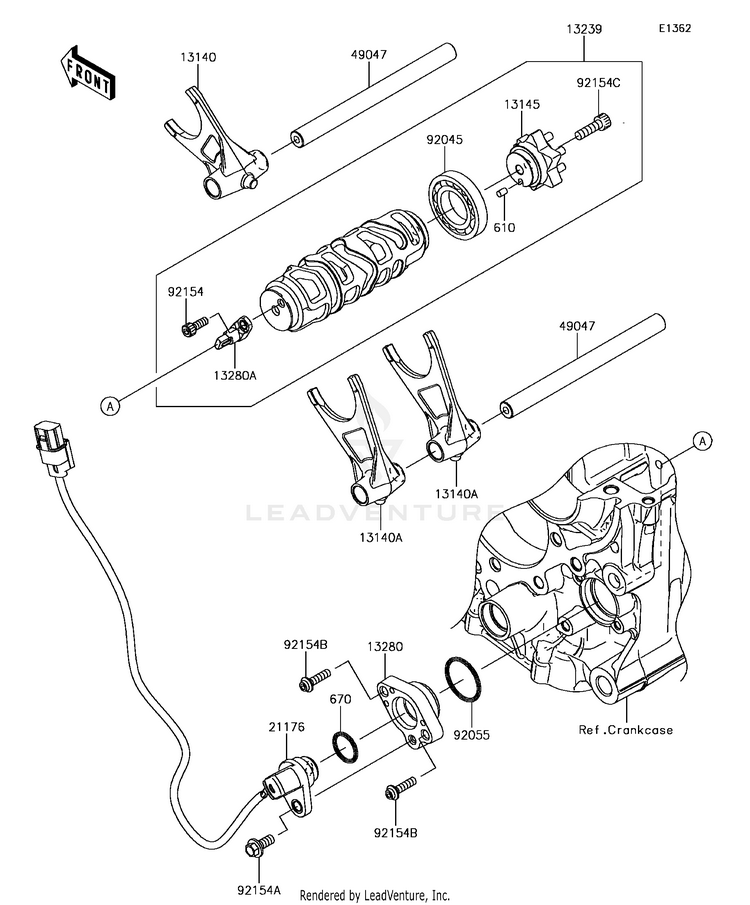 Gear Change Drum/Shift Fork(S) Schematic
