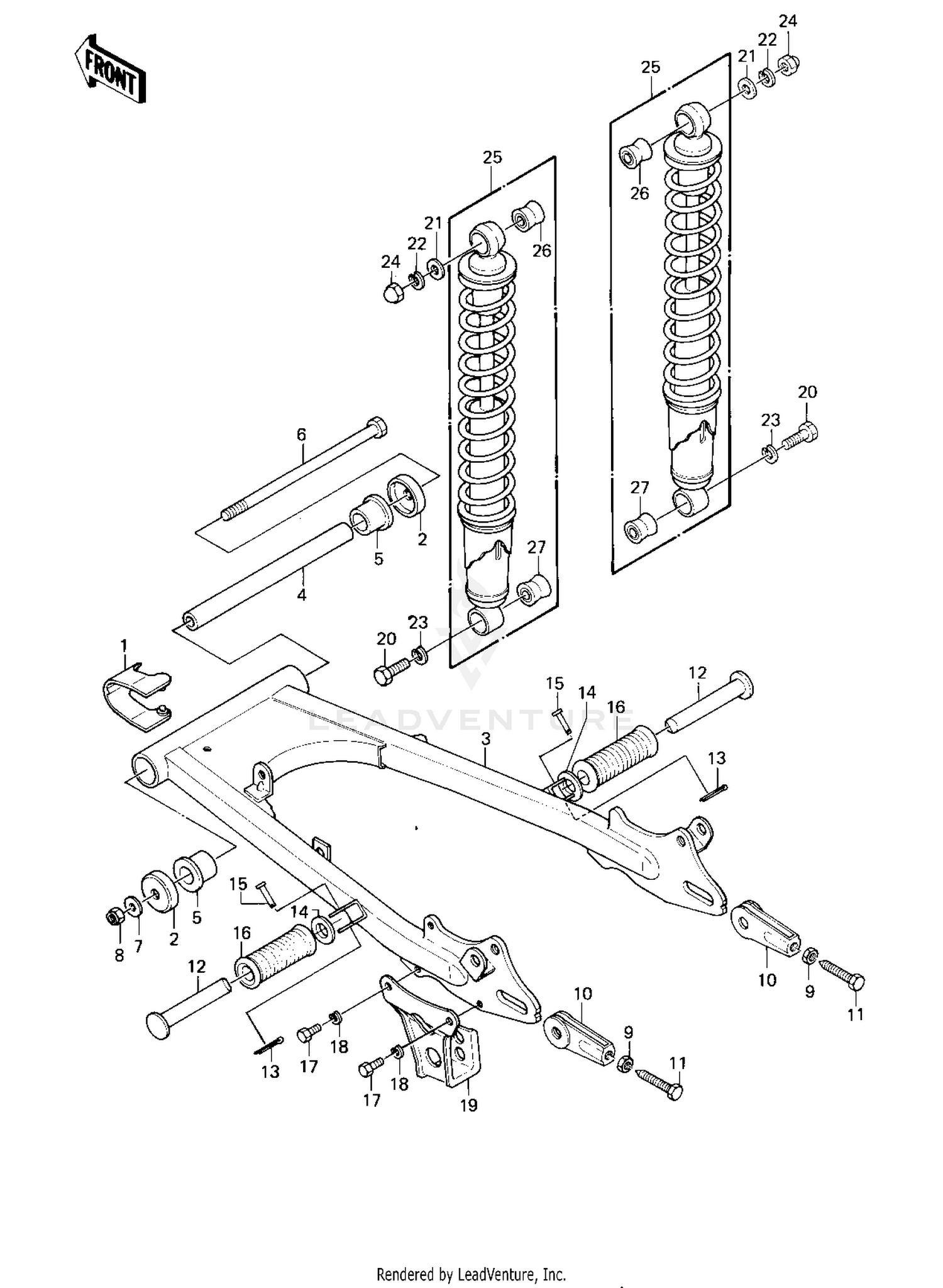 SWING ARM/SHOCK ABSORBERS ('80-'81 KE175
