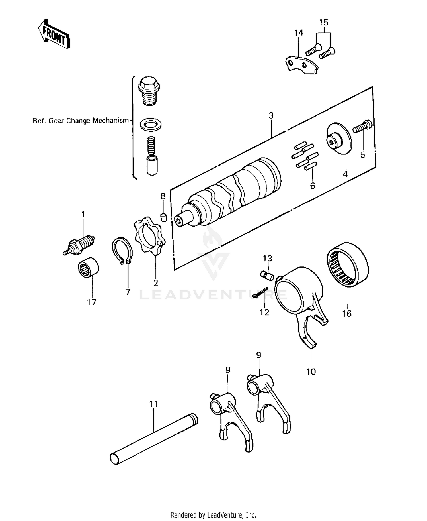 GEAR CHANGE DRUM & FORKS ('80 D1)