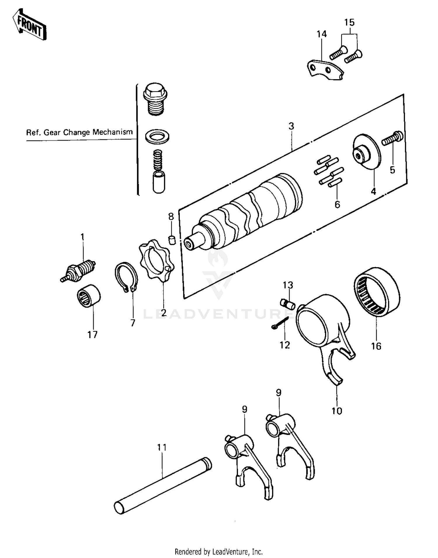 GEAR CHANGE DRUM/FORKS ('80 B1)