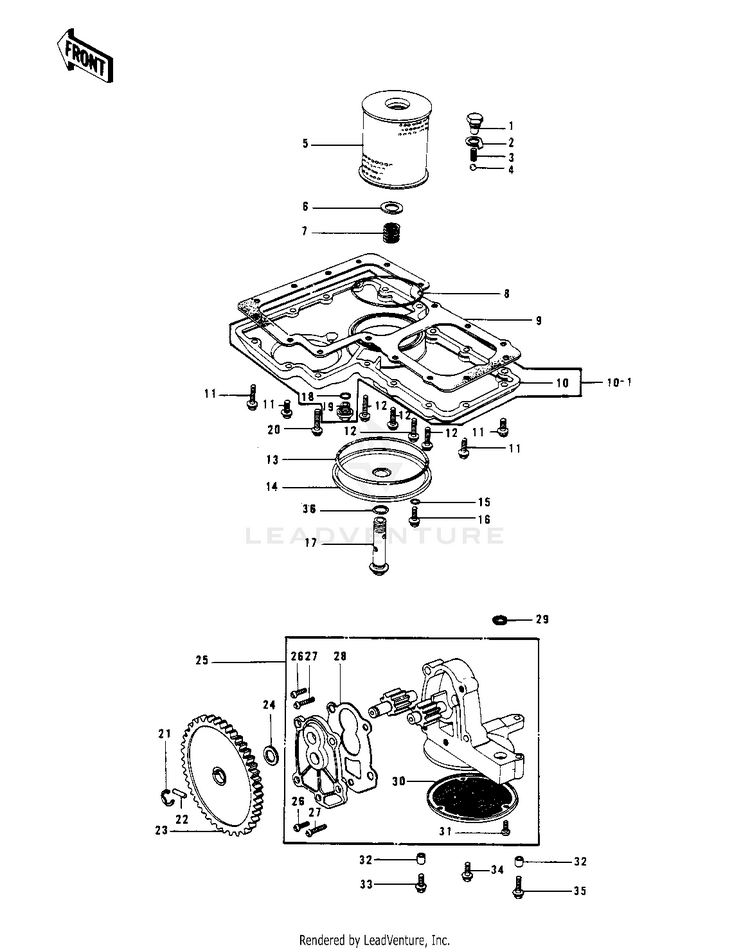 Oil Pump/Oil Filter/Oil Pan ('78 C1/C1a) Schematic