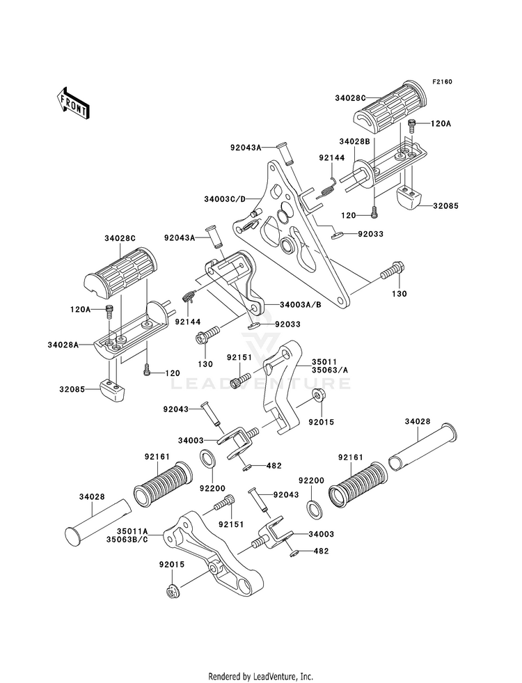 Footrests VN1600B8F Vulcan 1600 Mean Streak (2008) Schematic