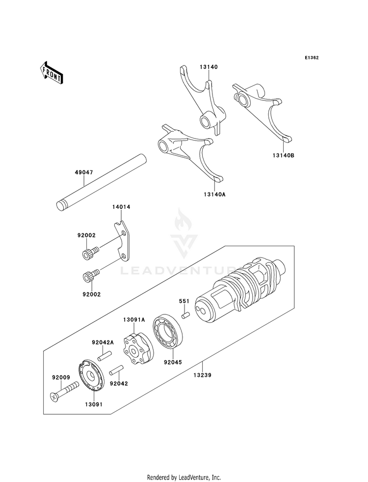 Gear Change Drum/Shift Fork(S) Schematic