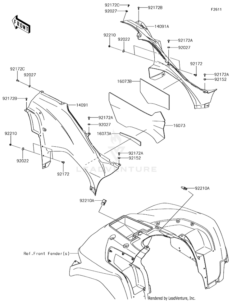 Side Covers KVF750LGF Brute Force 750 4x4i (2016) Schematic