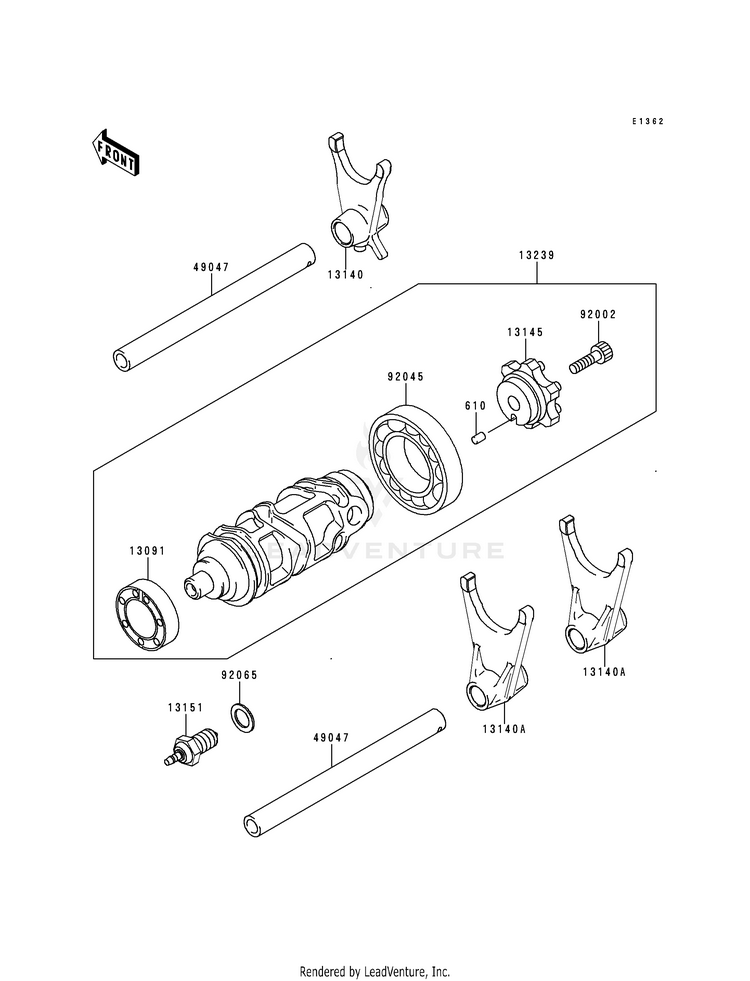 Gear Change Drum/Shift Fork(S) Schematic