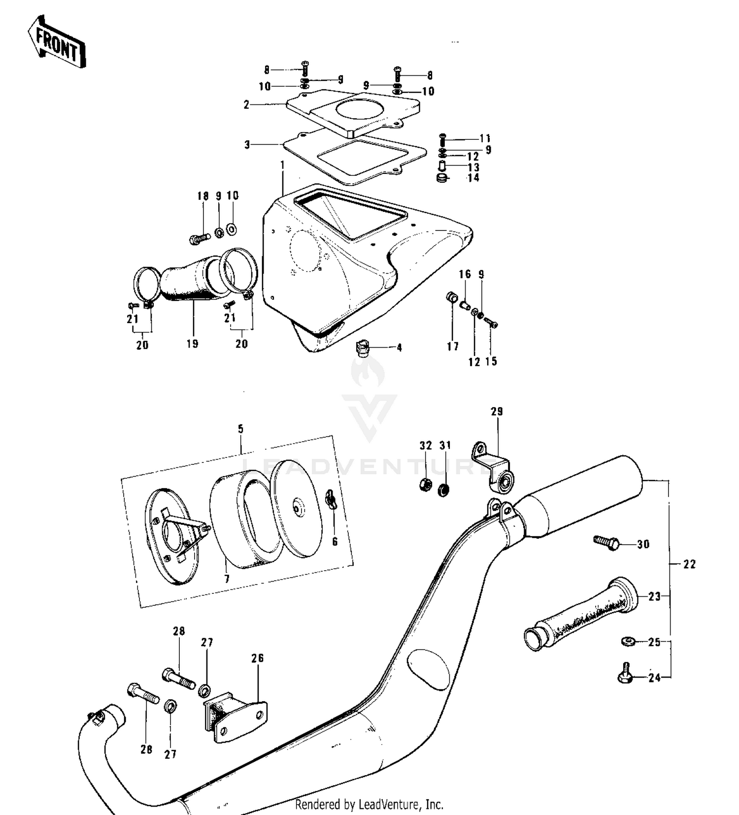 AIR CLEANER/MUFFLER ('74 KX 450)
