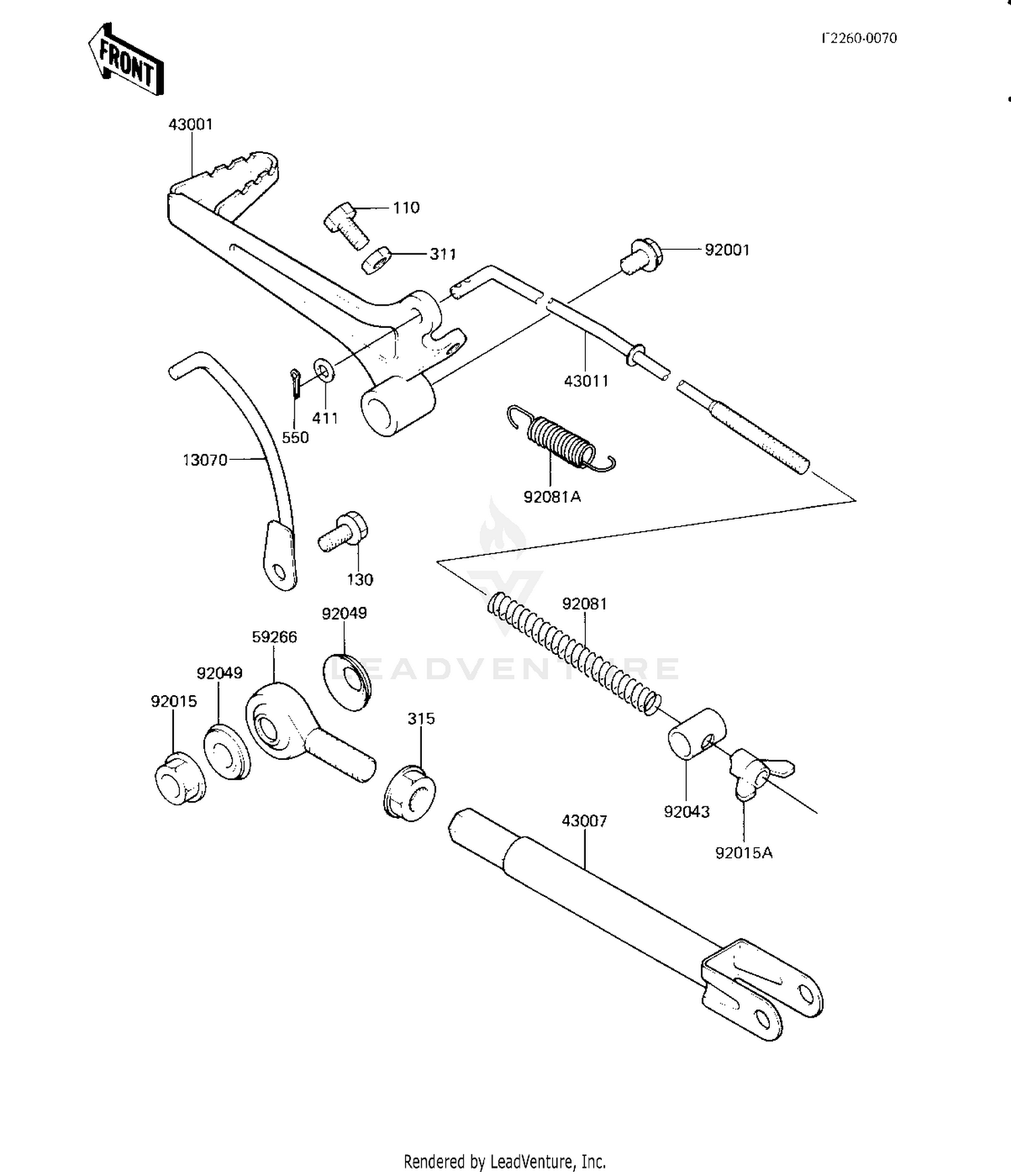 BRAKE PEDAL/TORQUE LINK (KX125-B1)