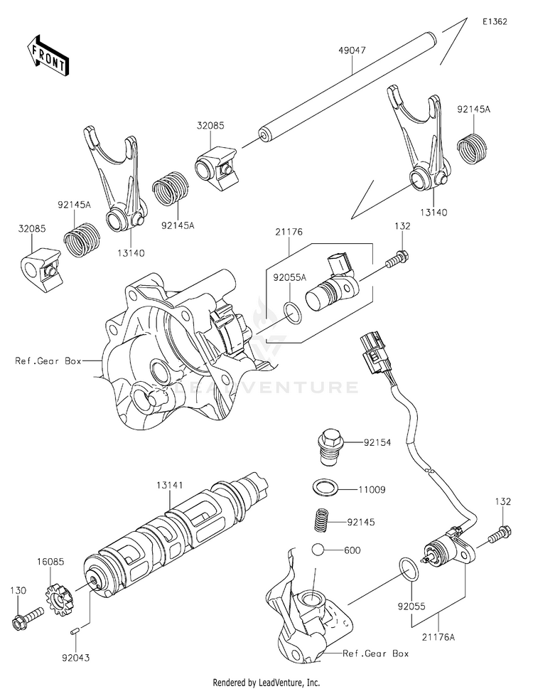 Gear Change Drum/Shift Fork(S) Schematic