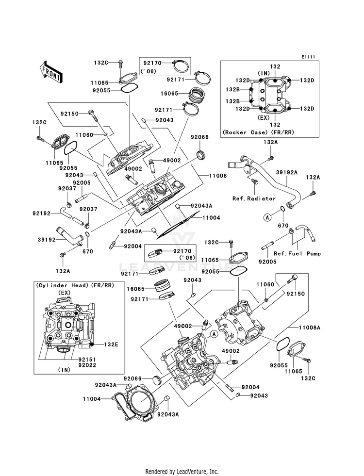 Cylinder Head KVF650F8F Brute Force 650 4x4i (2008) Schematic