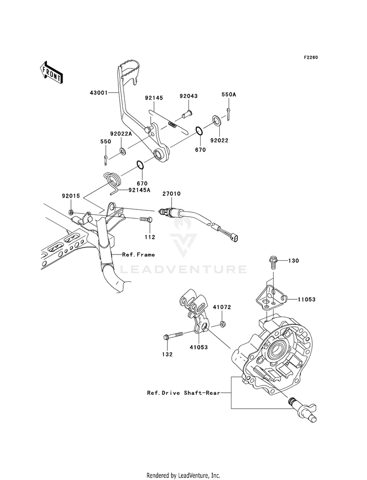 Brake Pedal KVF750-A1 Brute Force 750 4x4i (2005) Schematic