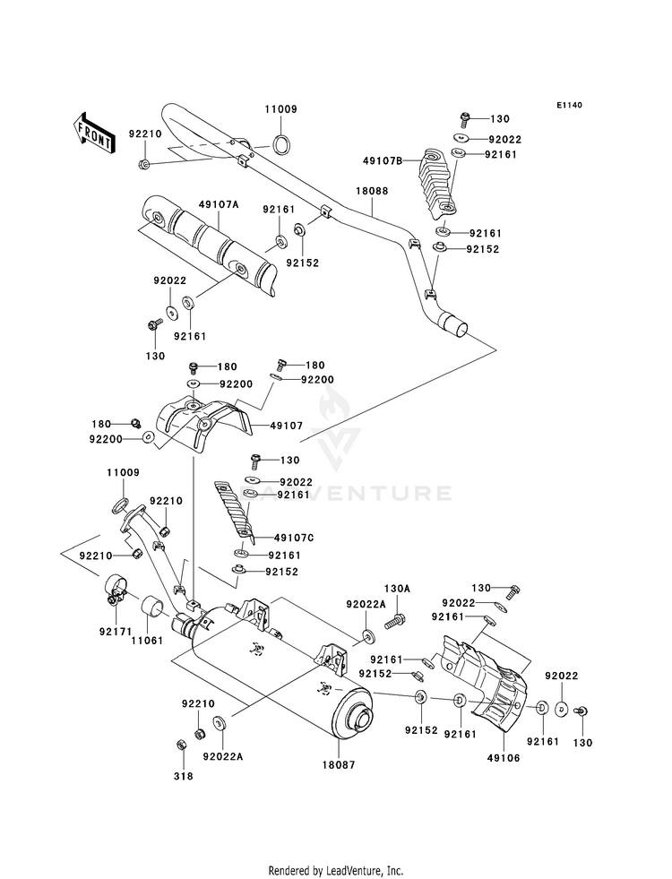 Muffler(S) KVF750F8F Brute Force 750 4x4i (2008) Schematic