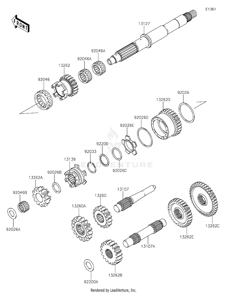 Transmission KVF750GLF Brute Force 750 4x4i EPS (2020) Schematic