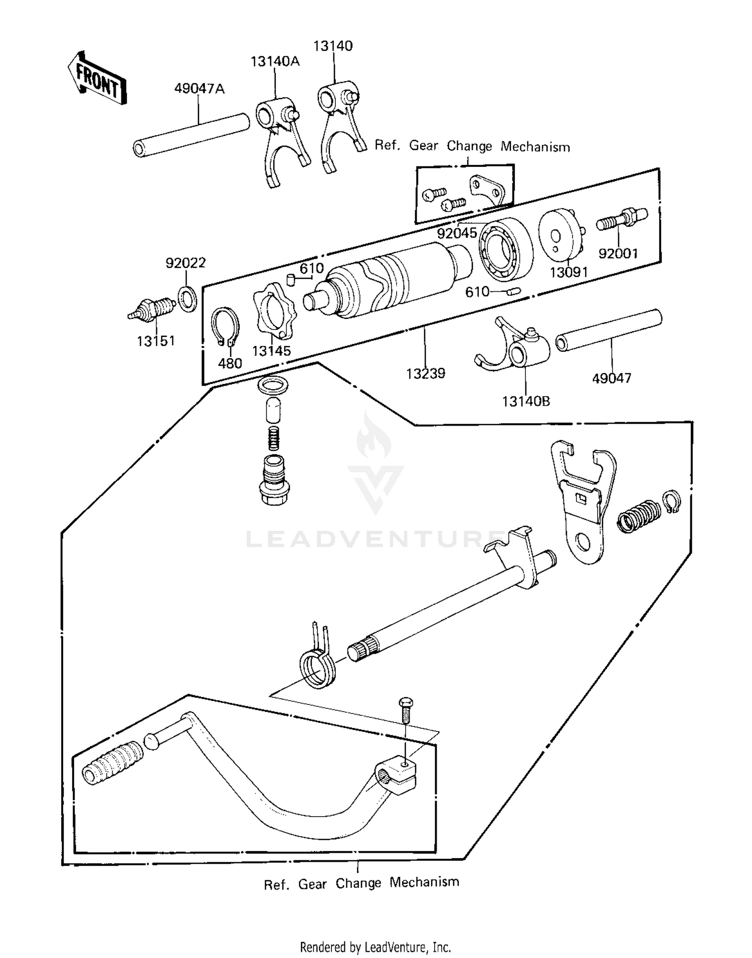GEAR CHANGE DRUM & FORKS ('81 D2)