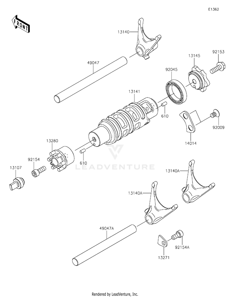 Gear Change Drum/Shift Fork(S) Schematic