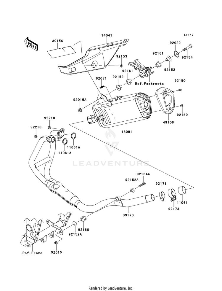 Muffler(S) EX300BEF Ninja 300 ABS (2014) Schematic