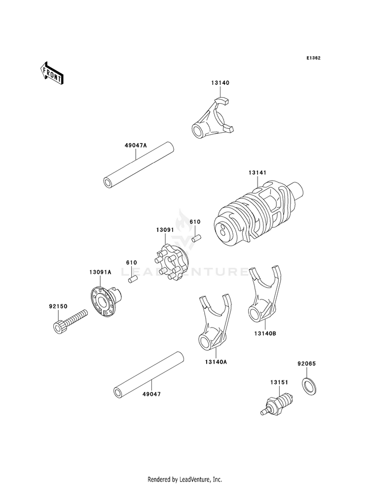 Gear Change Drum/Shift Fork(S) Schematic