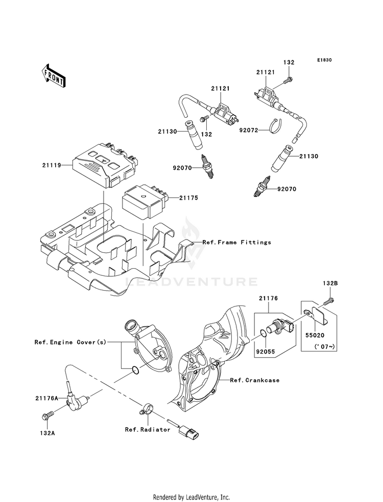Ignition System KVF750A7F Brute Force 750 4x4i (2007) Schematic