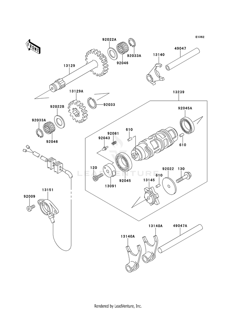 Gear Change Drum/Shift Fork(S) Schematic