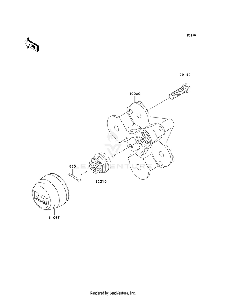Front Hub KVF750A7F Brute Force 750 4x4i (2007) Schematic