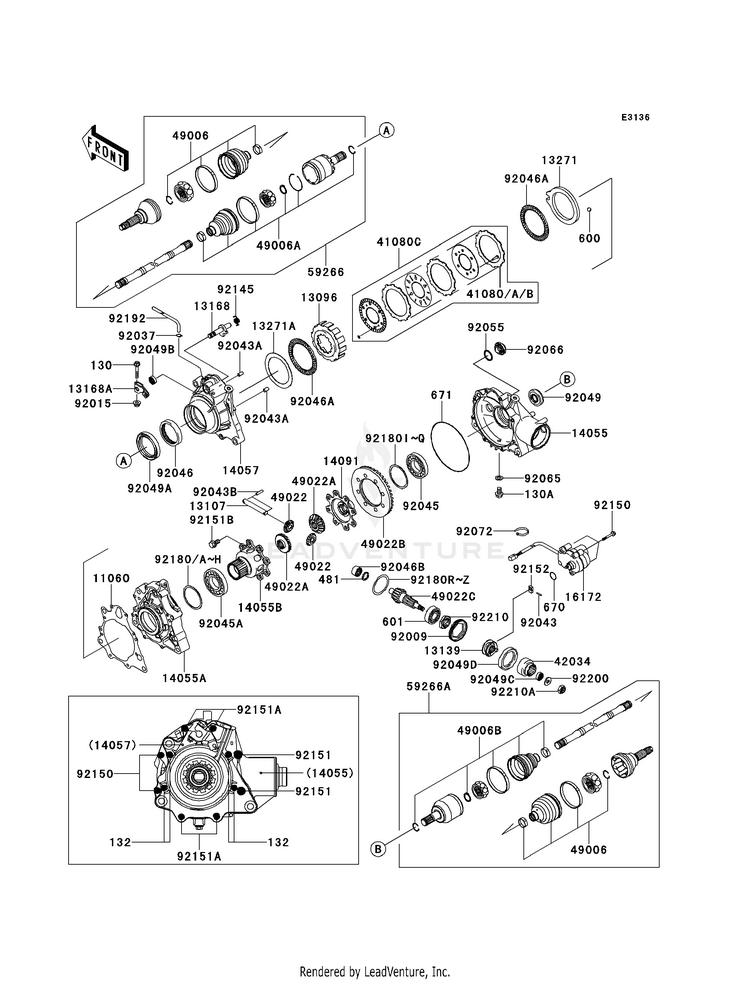 Drive Shaft-Front KVF750D8F Brute Force 750 4x4i (2008) Schematic