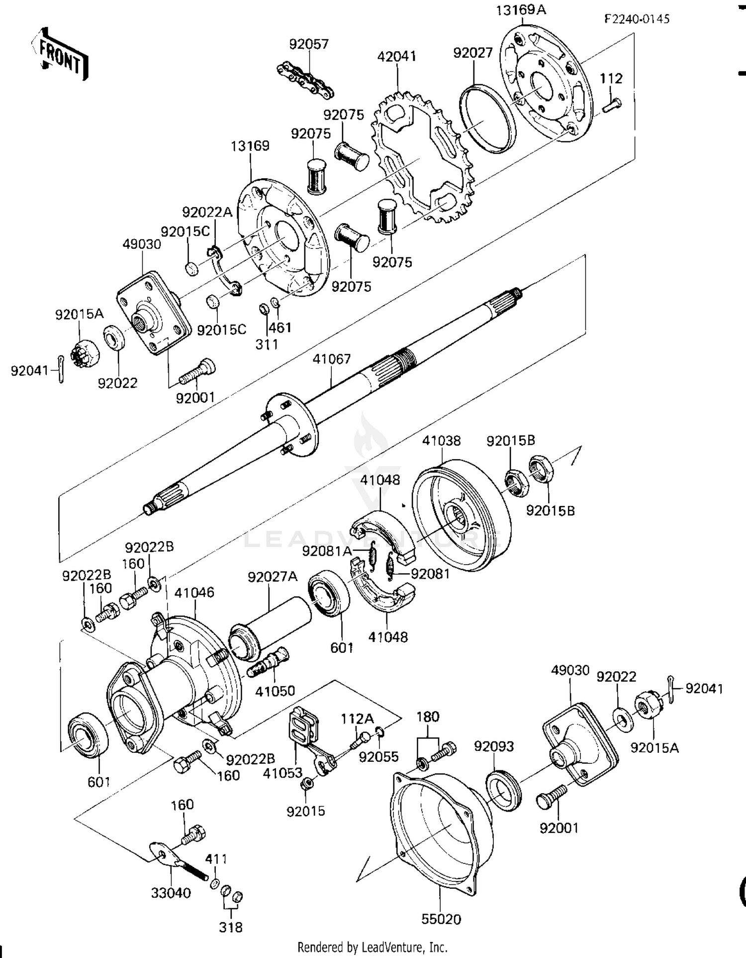 REAR HUB/AXLE/BRAKE/CHAIN (KLT110-A3)