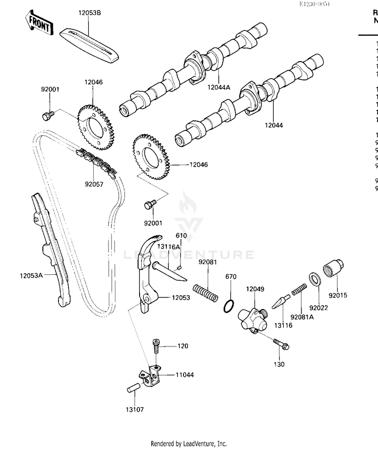 Camshafts/Chain/Tensioner Schematic