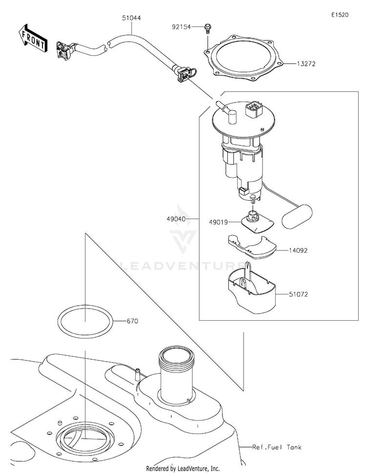 Fuel Pump KVF750LMFNN Brute Force 750 4x4i (2021) Schematic