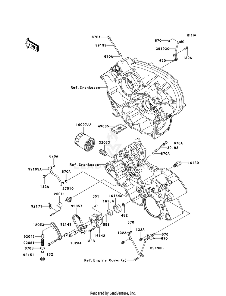 Oil Pump/Oil Filter KVF650H8F Brute Force 650 4x4i (2008) Schematic