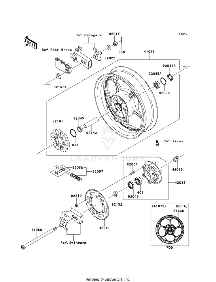 Rear Wheel/Chain (Bdf-Bef) EX300BEF Ninja 300 ABS (2014) Schematic