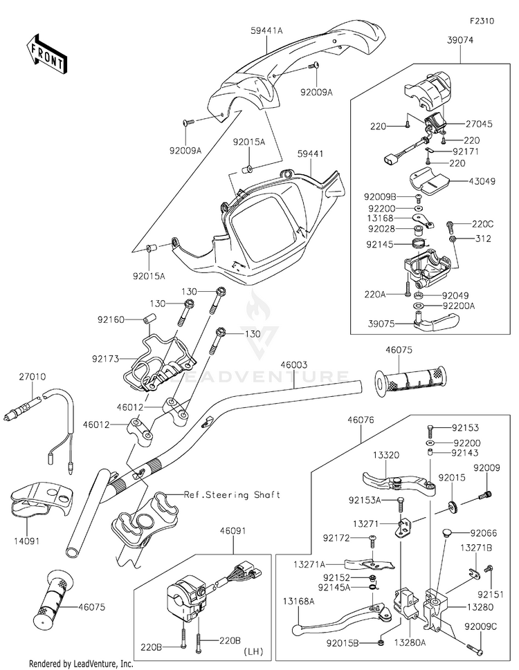 Handlebar 2 KVF750HLF Brute Force 750 4x4i EPS Camo (2020) Schematic