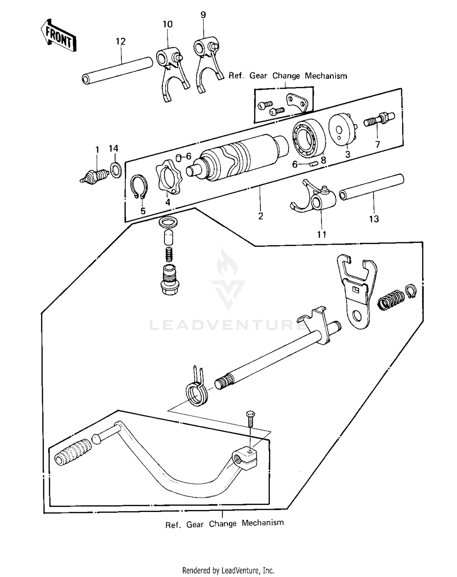 GEAR CHANGE DRUM & FORKS ('80 D1)