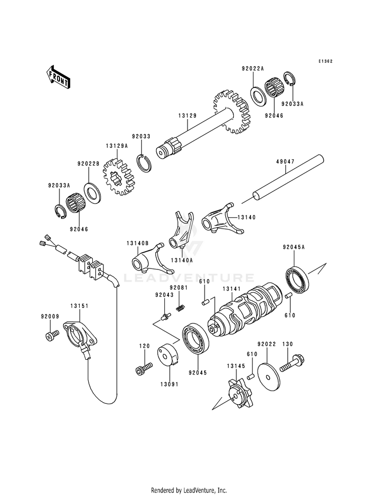 Gear Change Drum/Shift Fork(S) Schematic