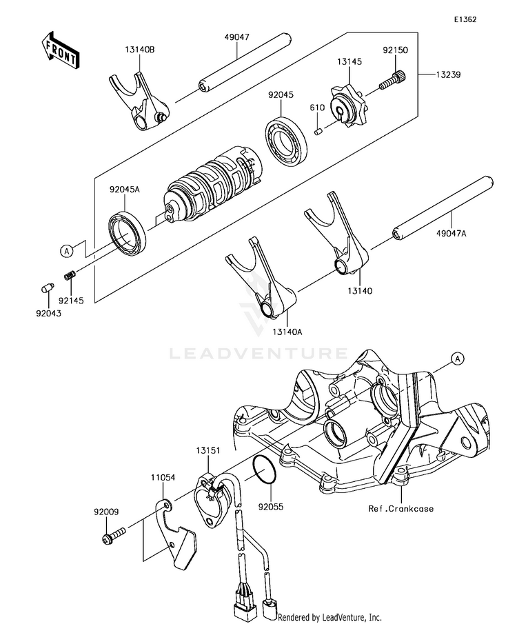 Gear Change Drum/Shift Fork(S) Schematic
