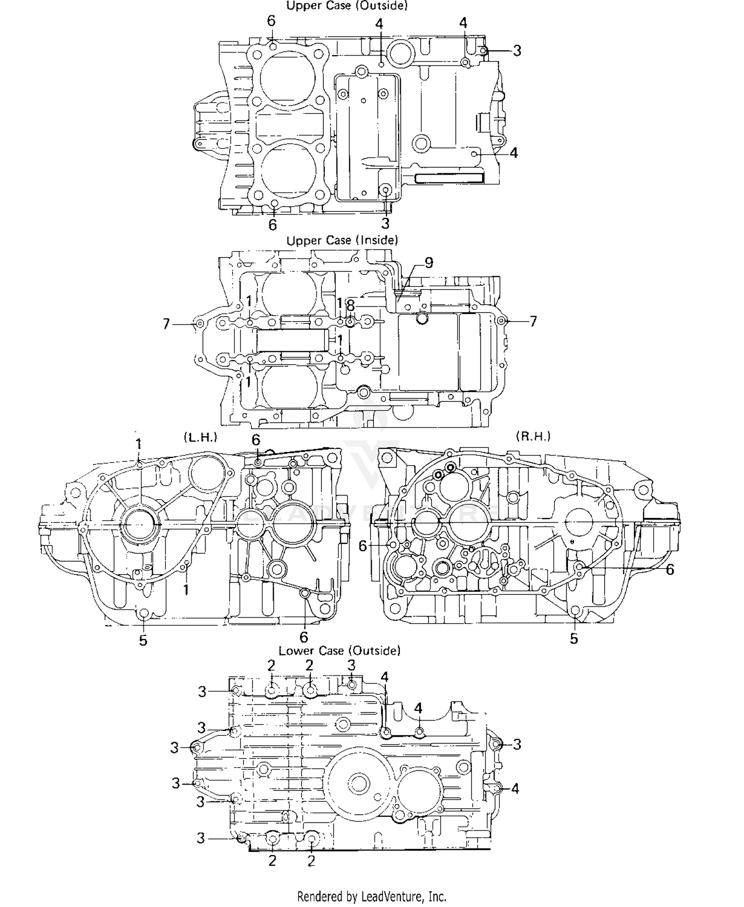 CRANKCASE BOLT & STUD PATTERN ('80 D1)