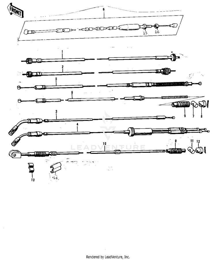 Cables ('74-'75 F9-B/F9-C 350) Schematic
