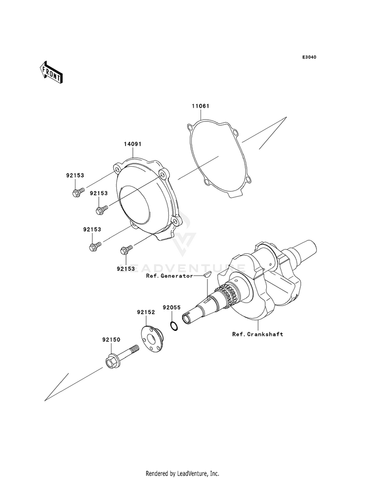 Recoil Starter KVF750E8F Brute Force 750 4x4i Hardwoods Green HD (2008) Schematic