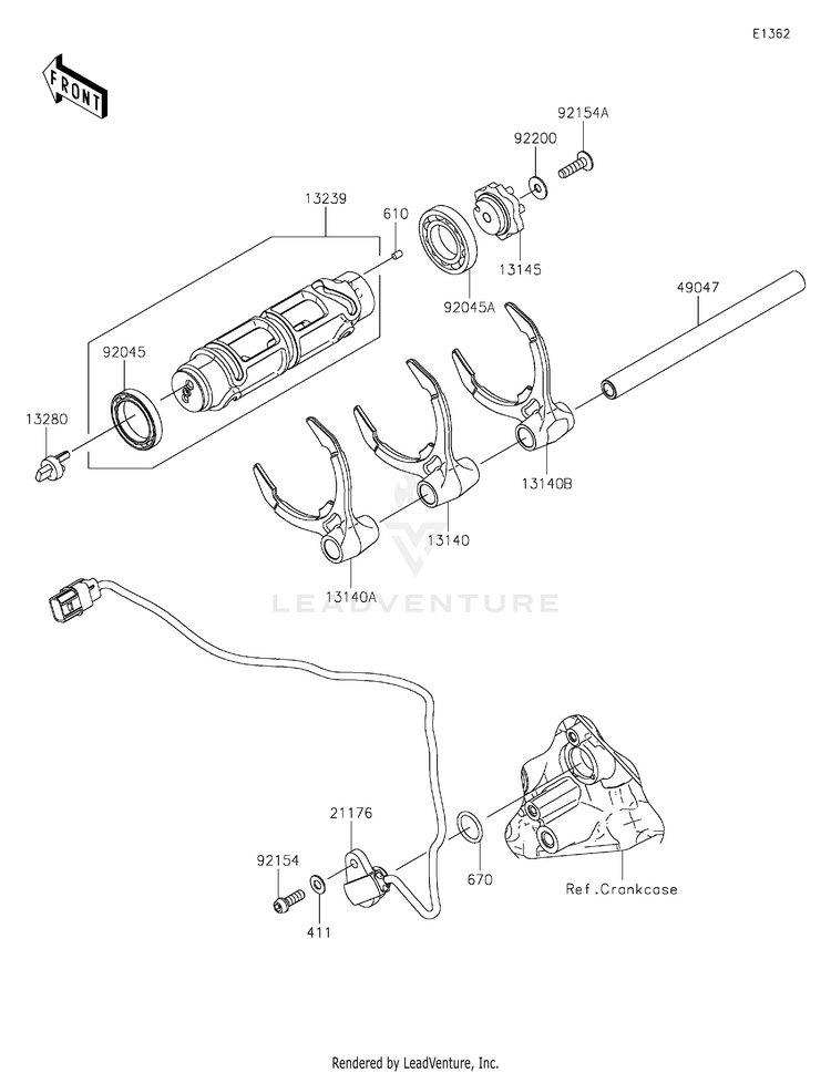 Gear Change Drum/Shift Fork(S) Schematic