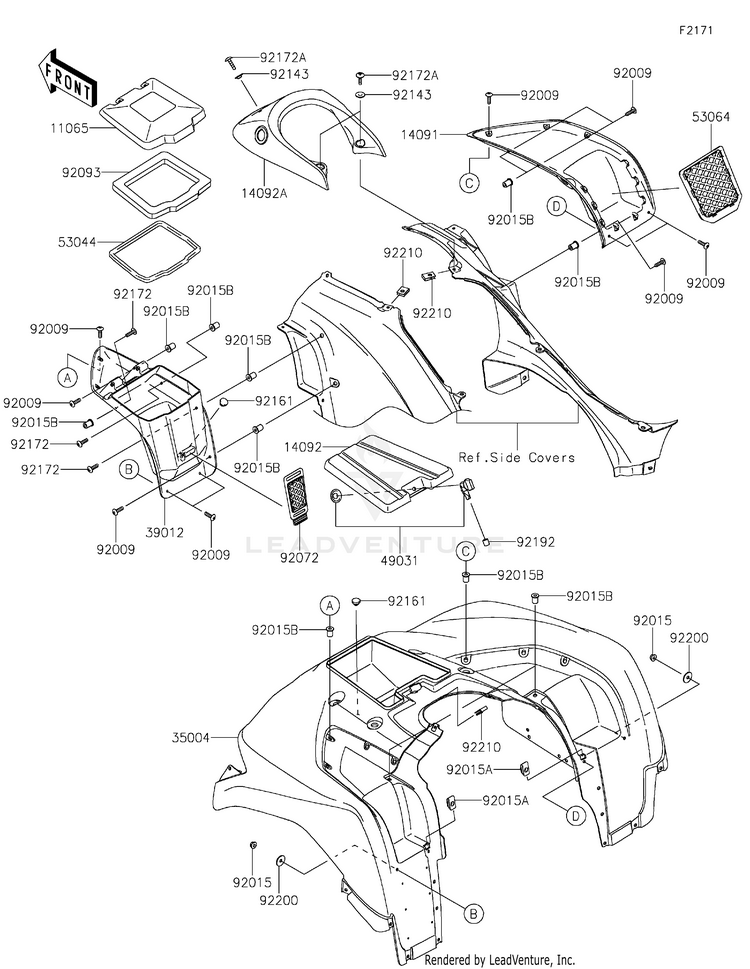 Front Fender(S) KVF750JLF Brute Force 750 4x4i EPS (2020) Schematic